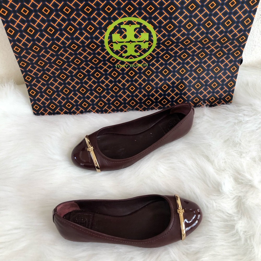 Tory Burch Pacey driver plum wine cap toe flat - Picture 3 of 11